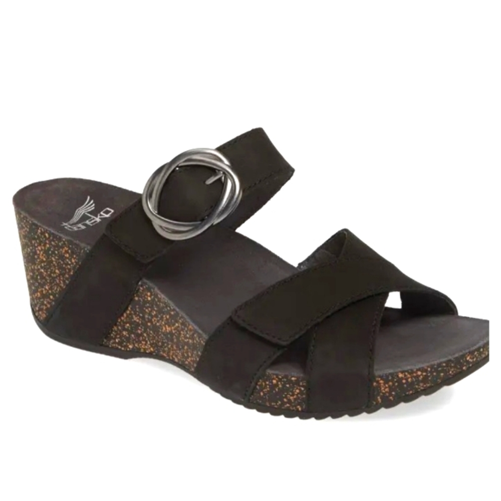 Dansko Women's Black Wedge Sandals 37